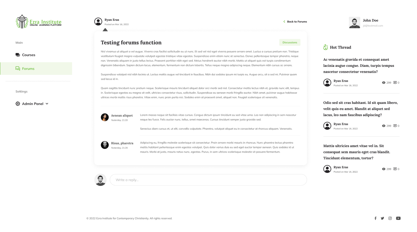 Ezra Learning Portal